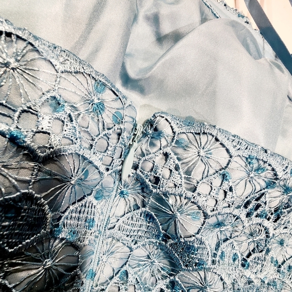 Adrianna Papell Blue Lace Mini Dress - Picture 8 of 14